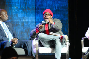 David Banner speaking on a stage